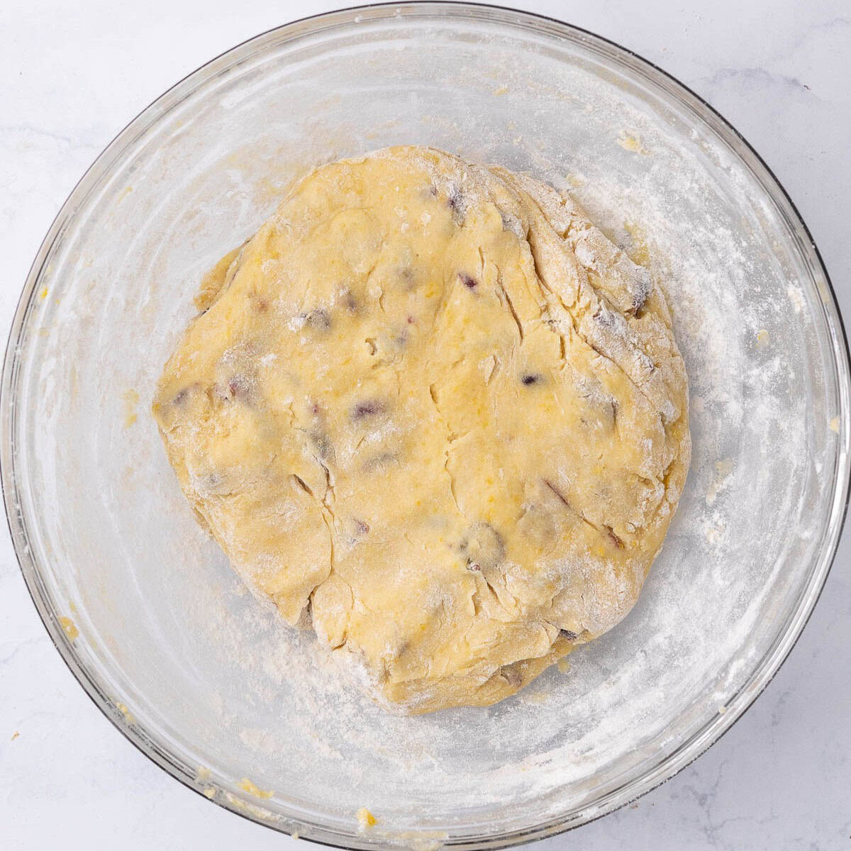 After combined to show incorporated dough.