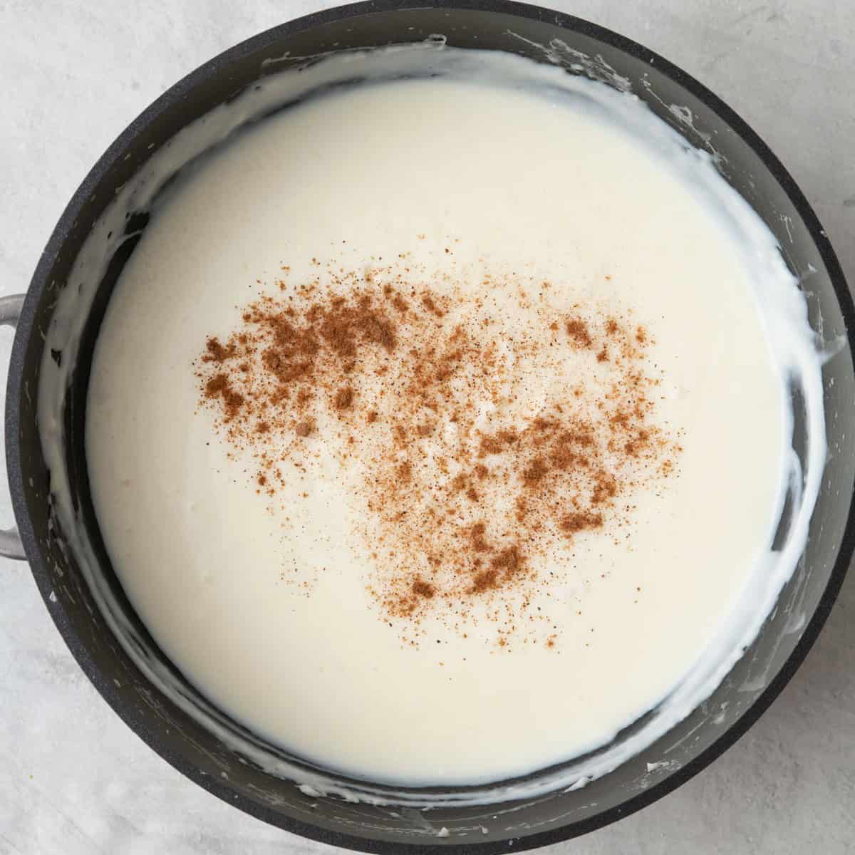Salt and nutmeg sprinkled on top.