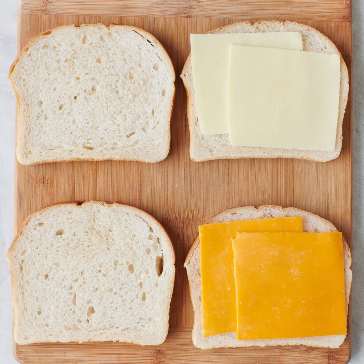 Cheese on two slices of bread.