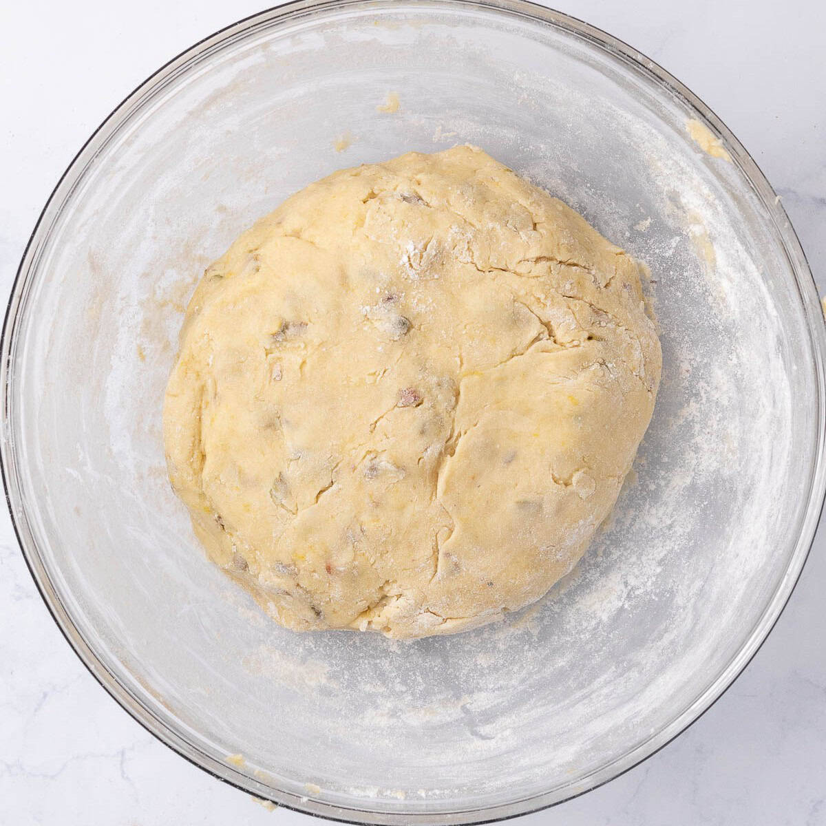 After combined to show incorporated dough.