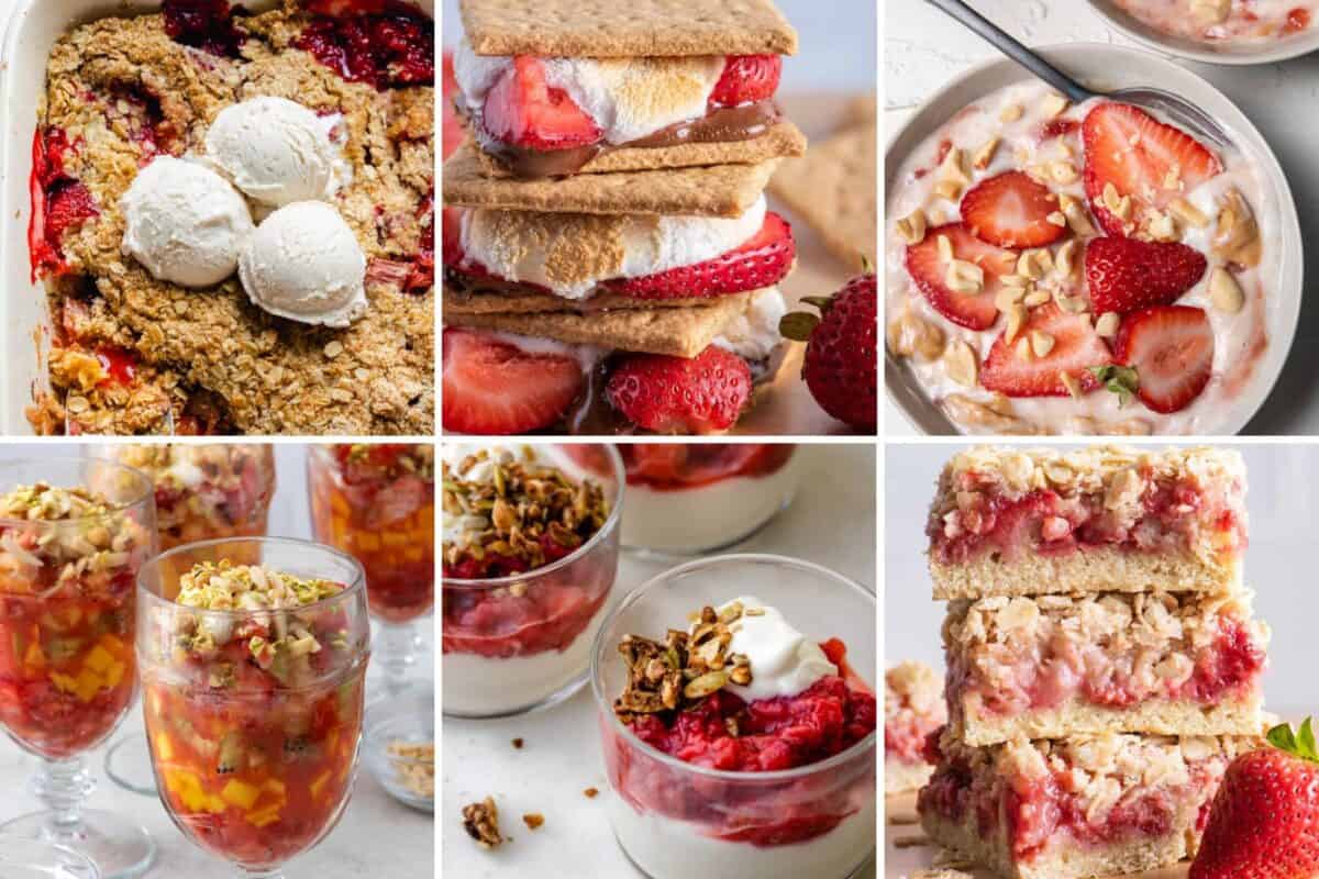 6 image collage of dessert recipes.