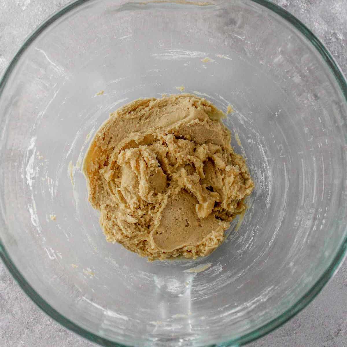 After flour is combined to show final cookie dough.