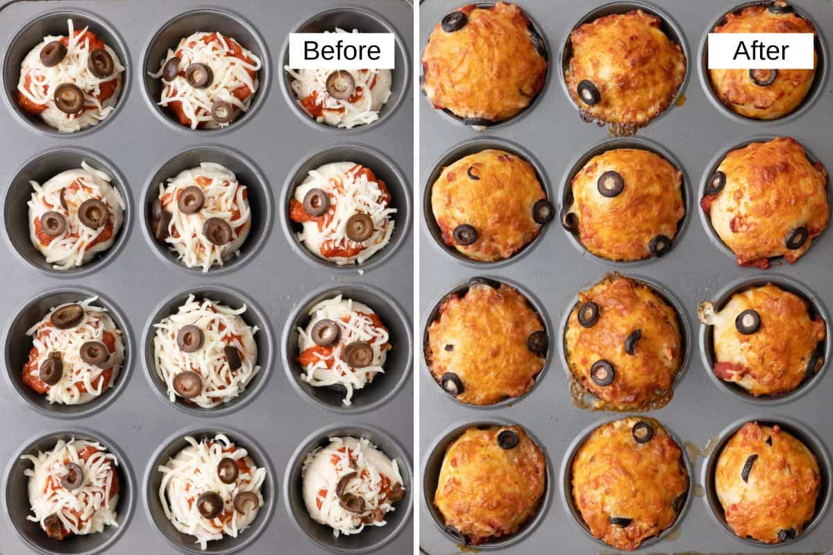 2 image collage before and after baking.