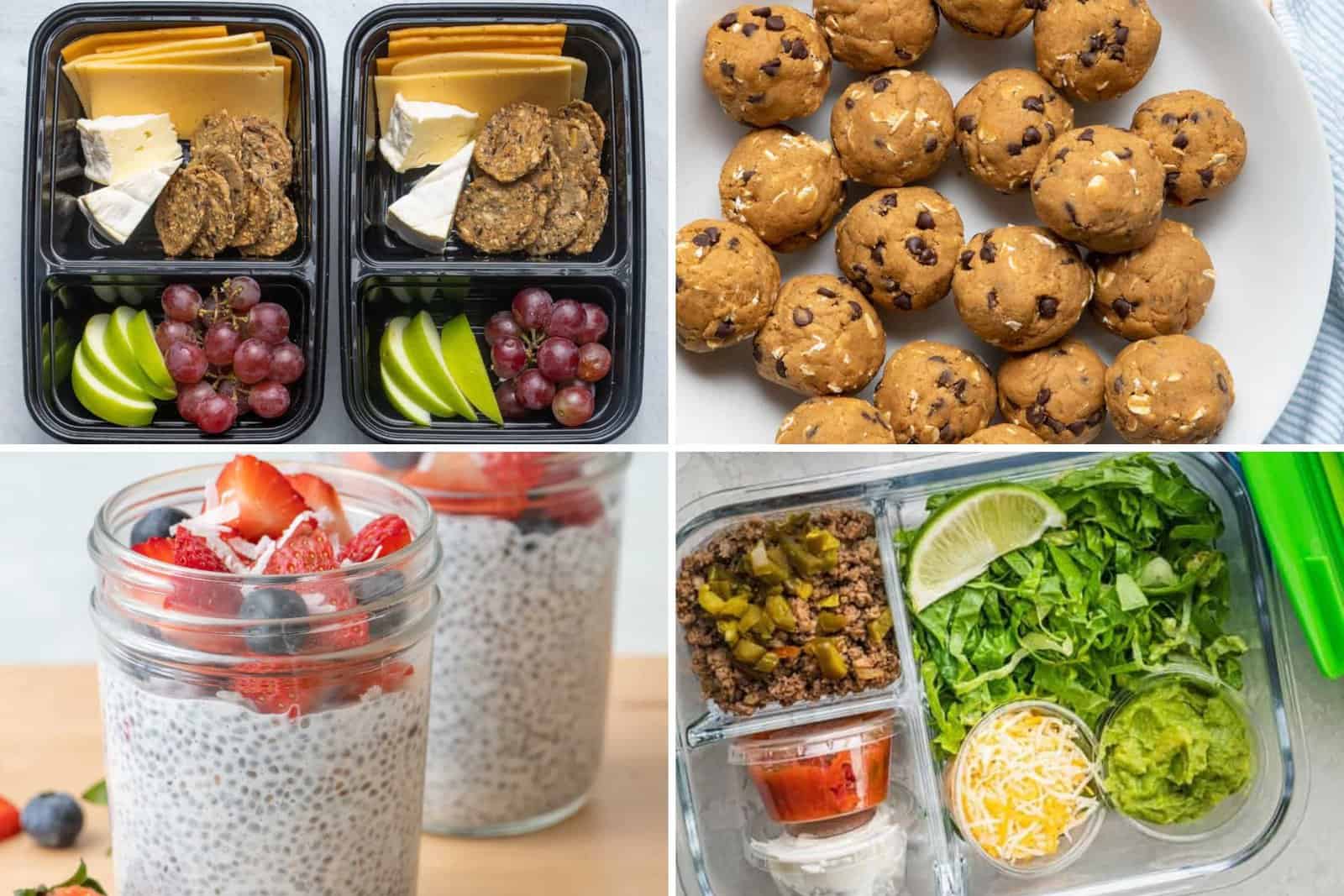 4 image collage of snack recipes.