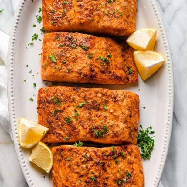 Easy Frozen Salmon in Air Fryer - Clean Plate Mama