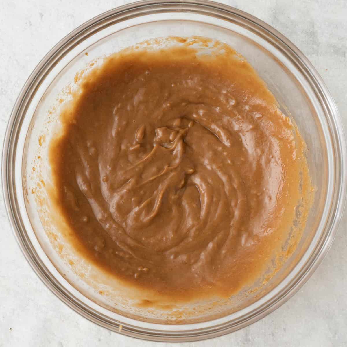 Sauce ingredient in a bowl before whisking.