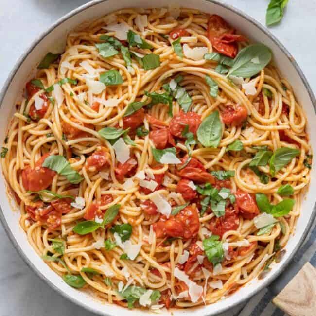 Pasta with cherry tomatoes.