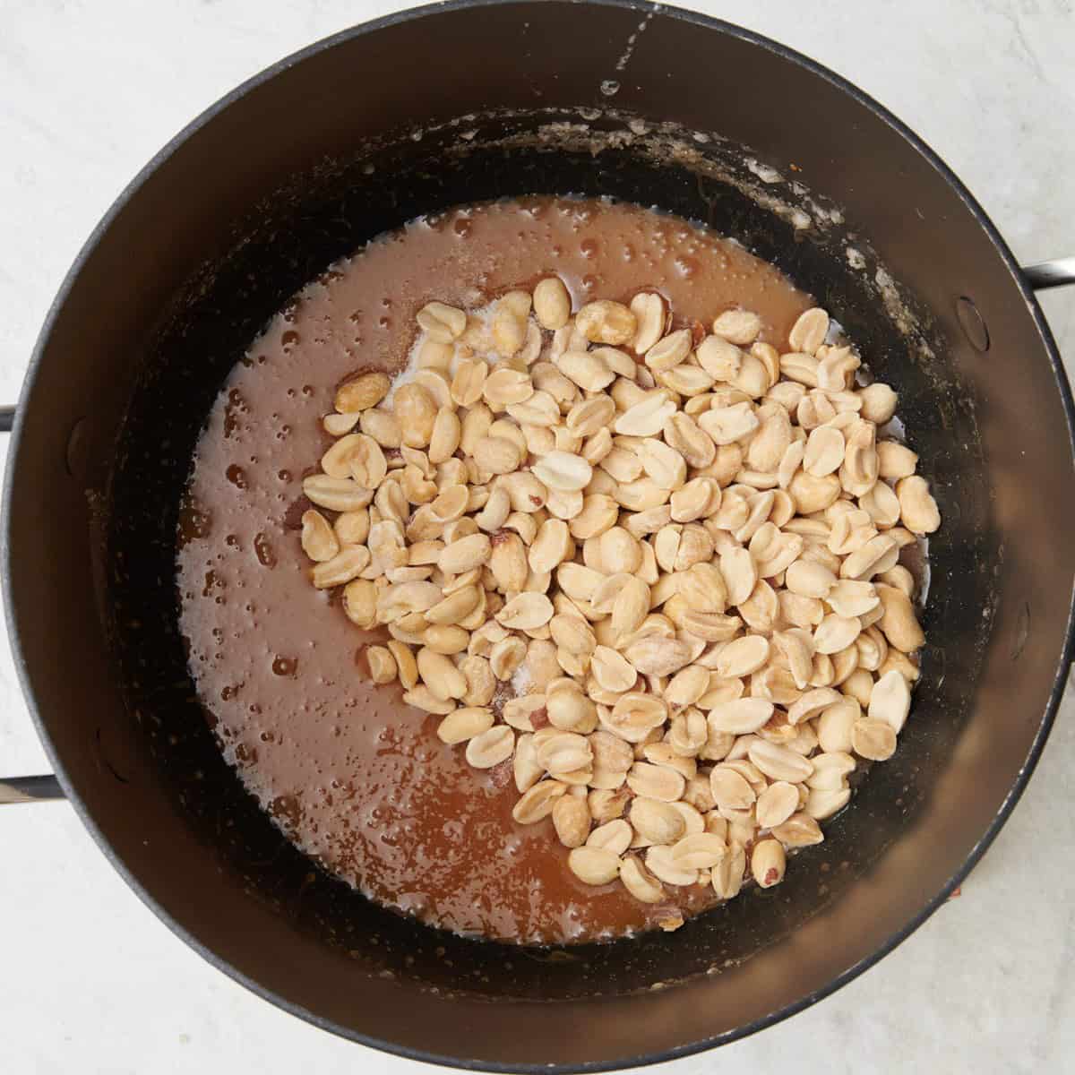 Peanut mixture added.