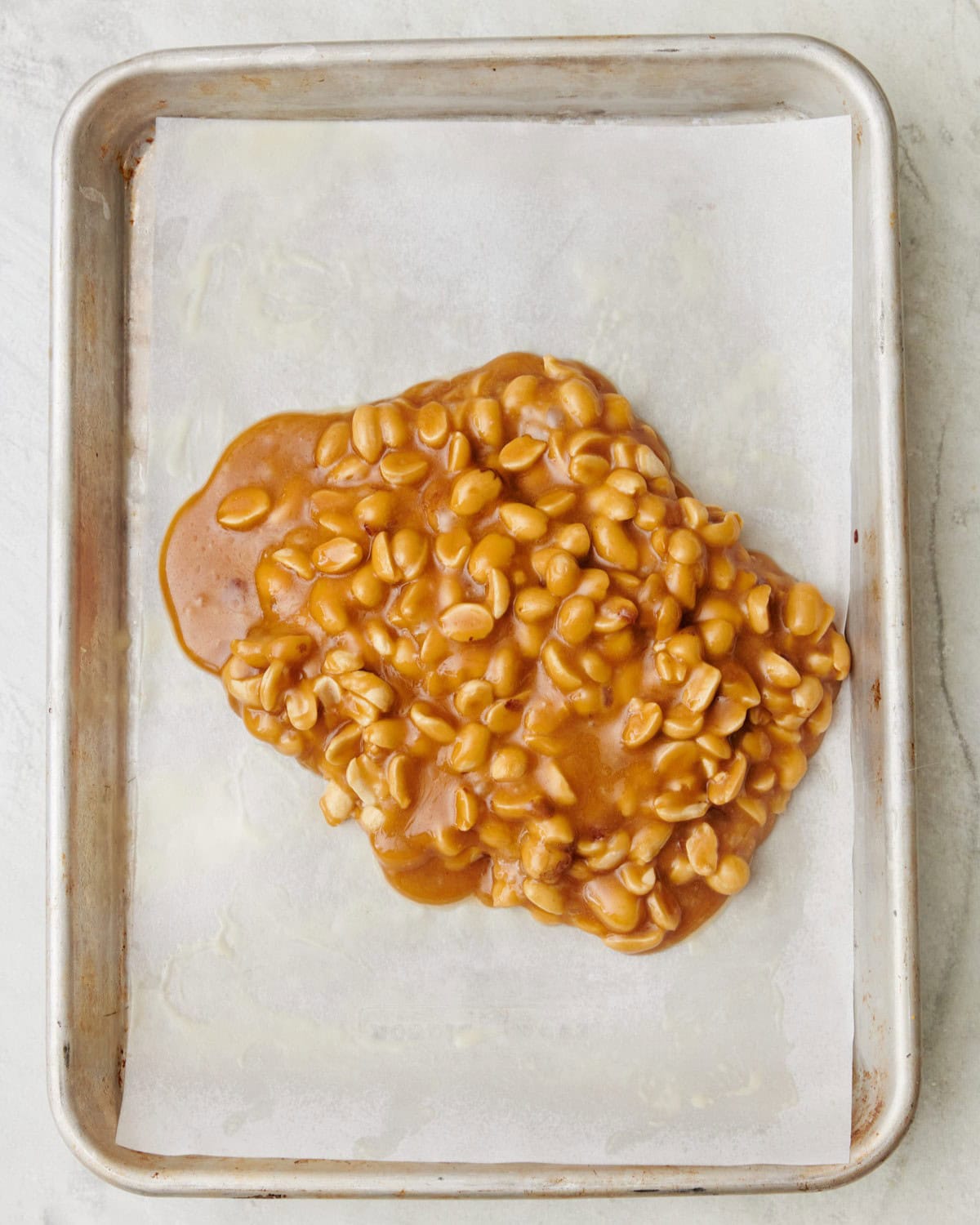 Mixture added to prepared pan.