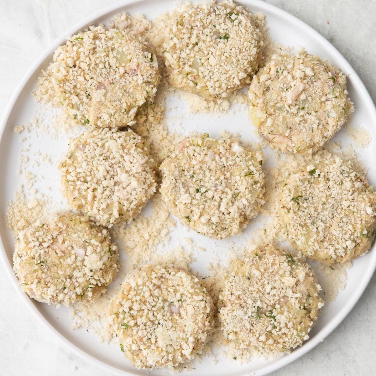 Breaded potato tuna cakes.