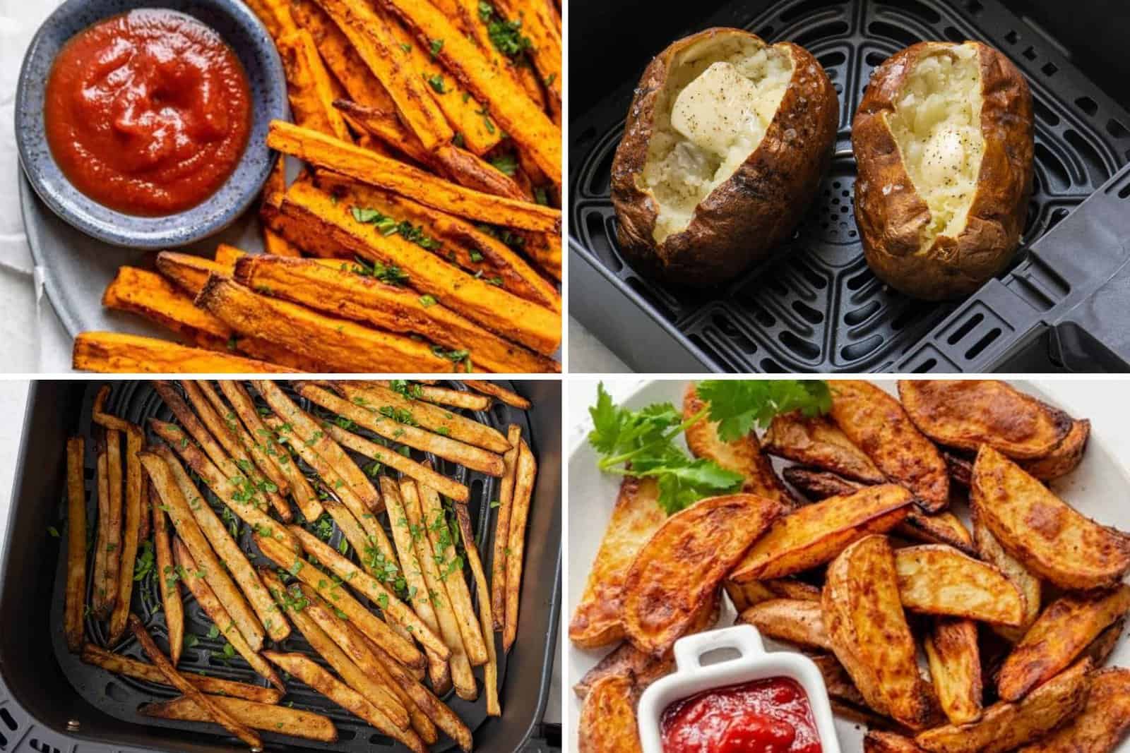 4 image collage of potato recipes.