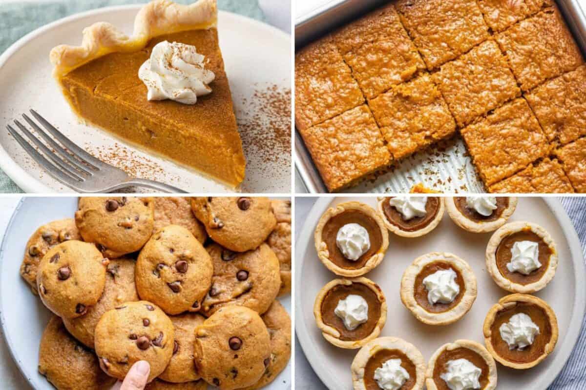 4 image collage of dessert recipes.