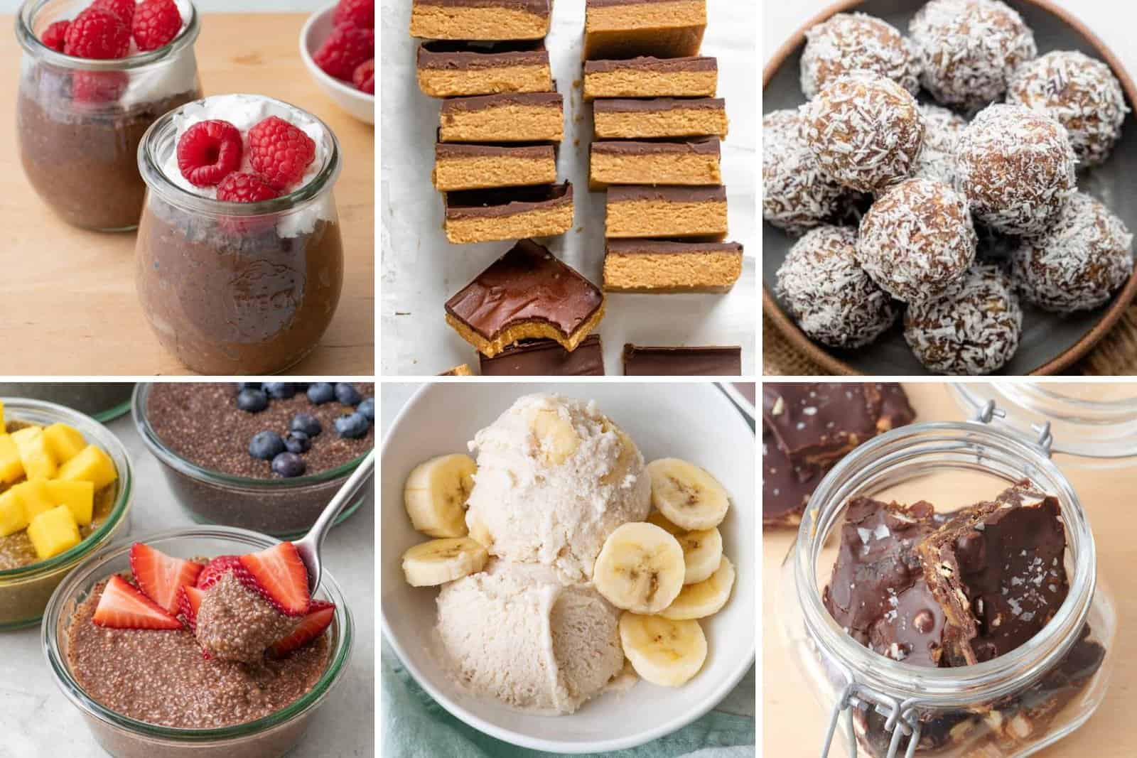6 image collage of desserts with just a few ingredients.