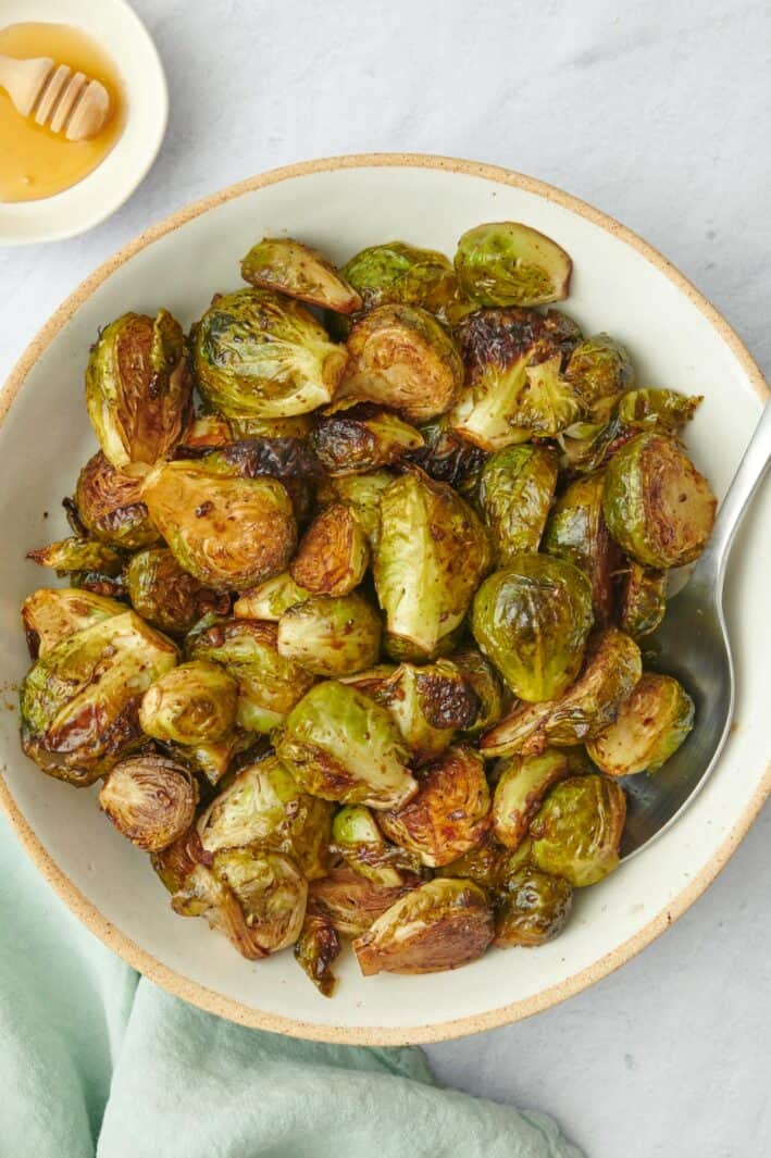 Easy Roasted Balsamic Brussel Sprouts Feel Good Foodie