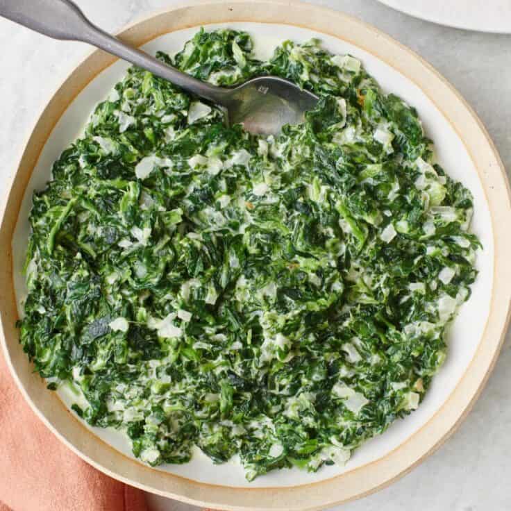 Creamed Spinach {No Heavy Cream} - Feel Good Foodie