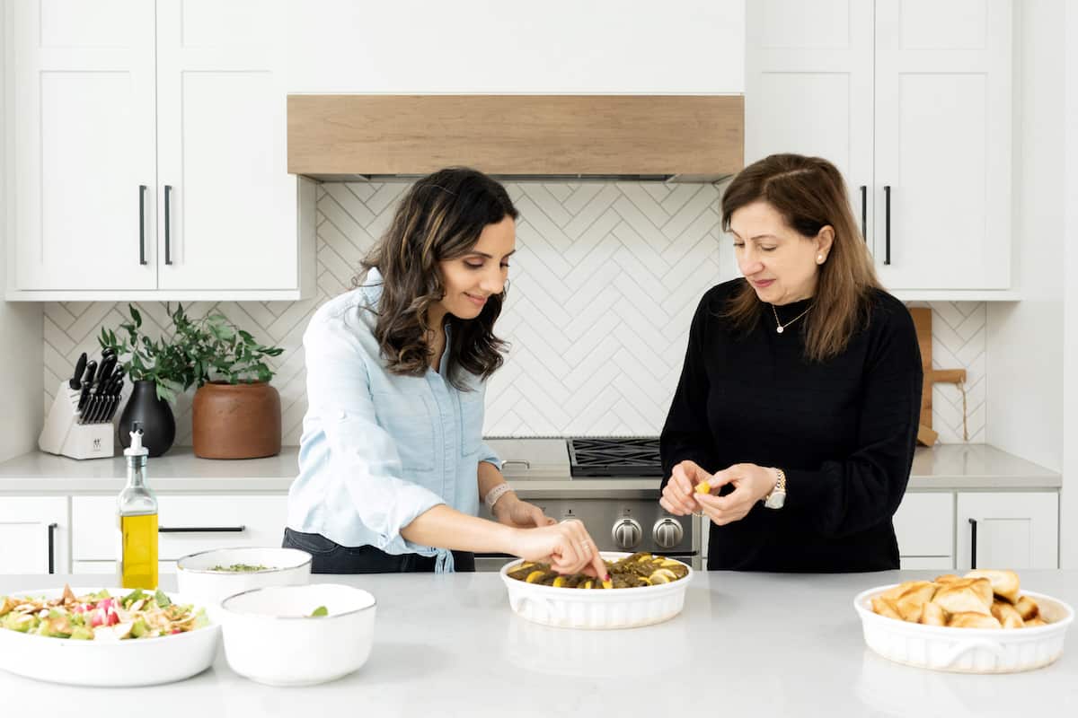 Yumna preparing Lebanese food with her mom