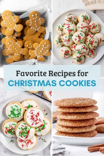 4 image collage of Christmas cookies.