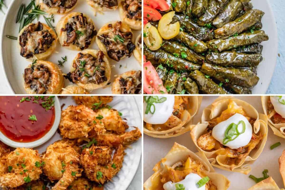 4 image collage of finger food ideas.