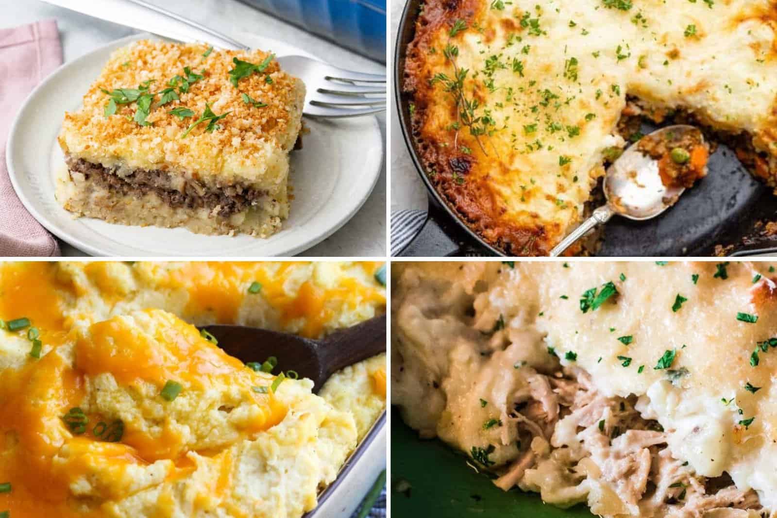 4 image collage of casserole recipes.