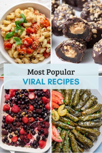 4 image collage for the most popular viral recipes.