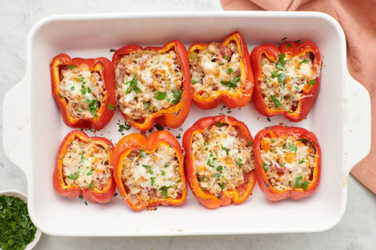 Turkey Stuffed Peppers {Easy Oven Baked Recipe} - FeelGoodFoodie