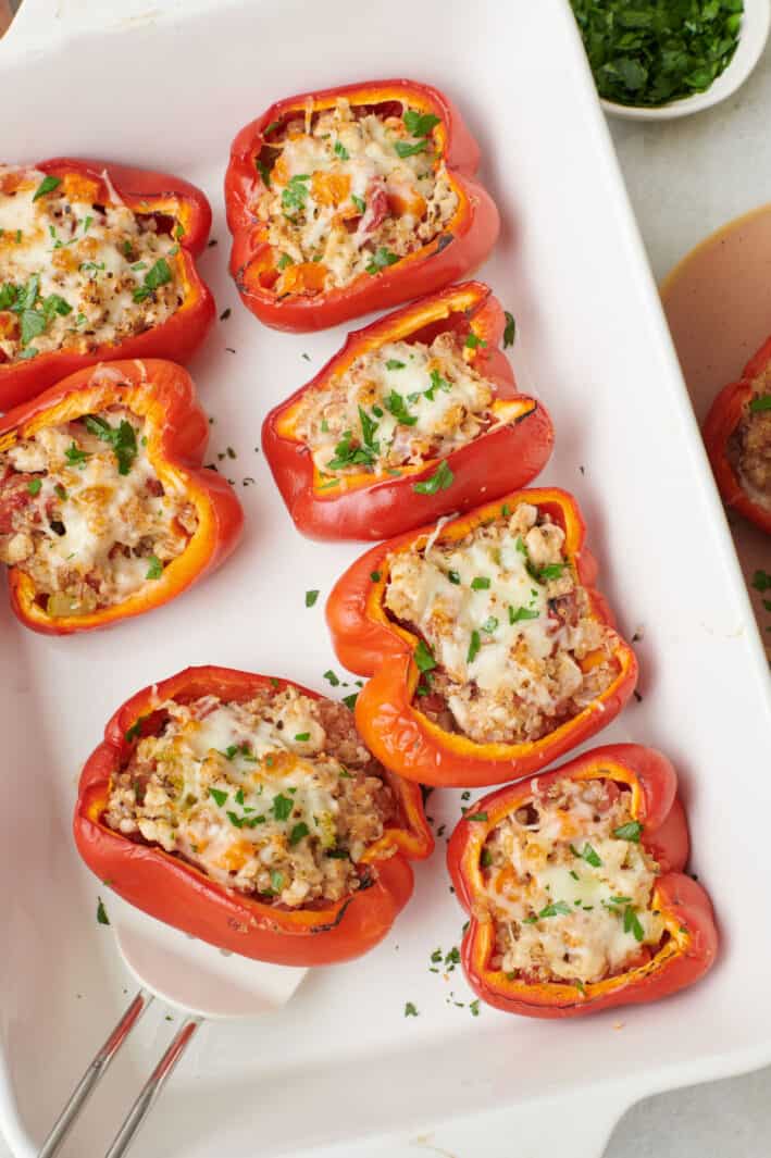 Turkey Stuffed Peppers {Easy Oven Baked Recipe} - FeelGoodFoodie