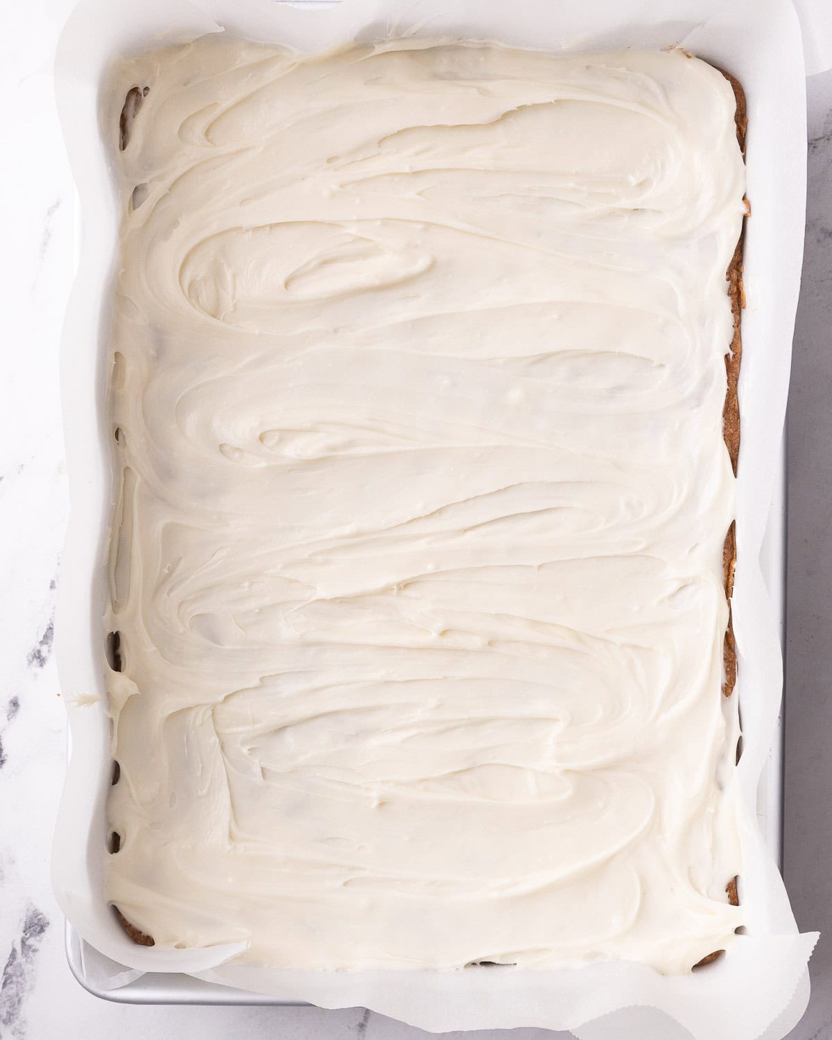 Frosting spread over.