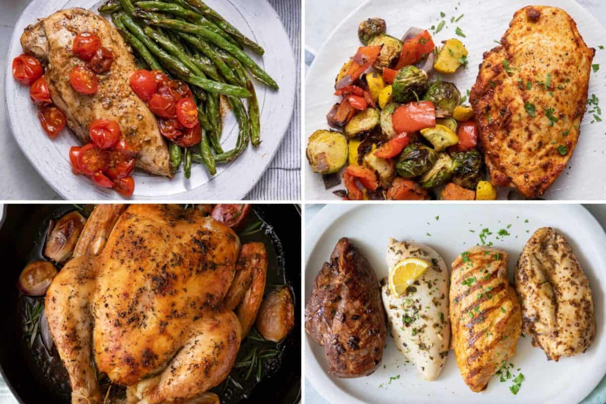 4 image collage of simple chicken recipes.