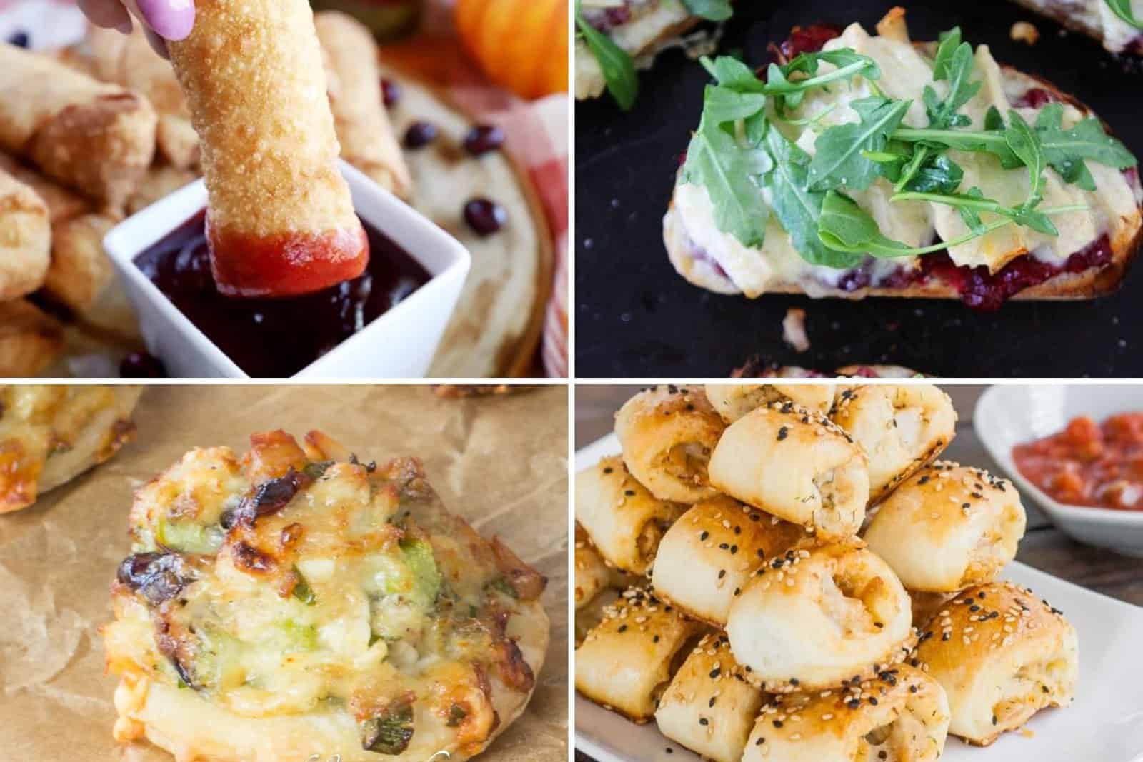 4 image collage of leftover appetizer recipe ideas.