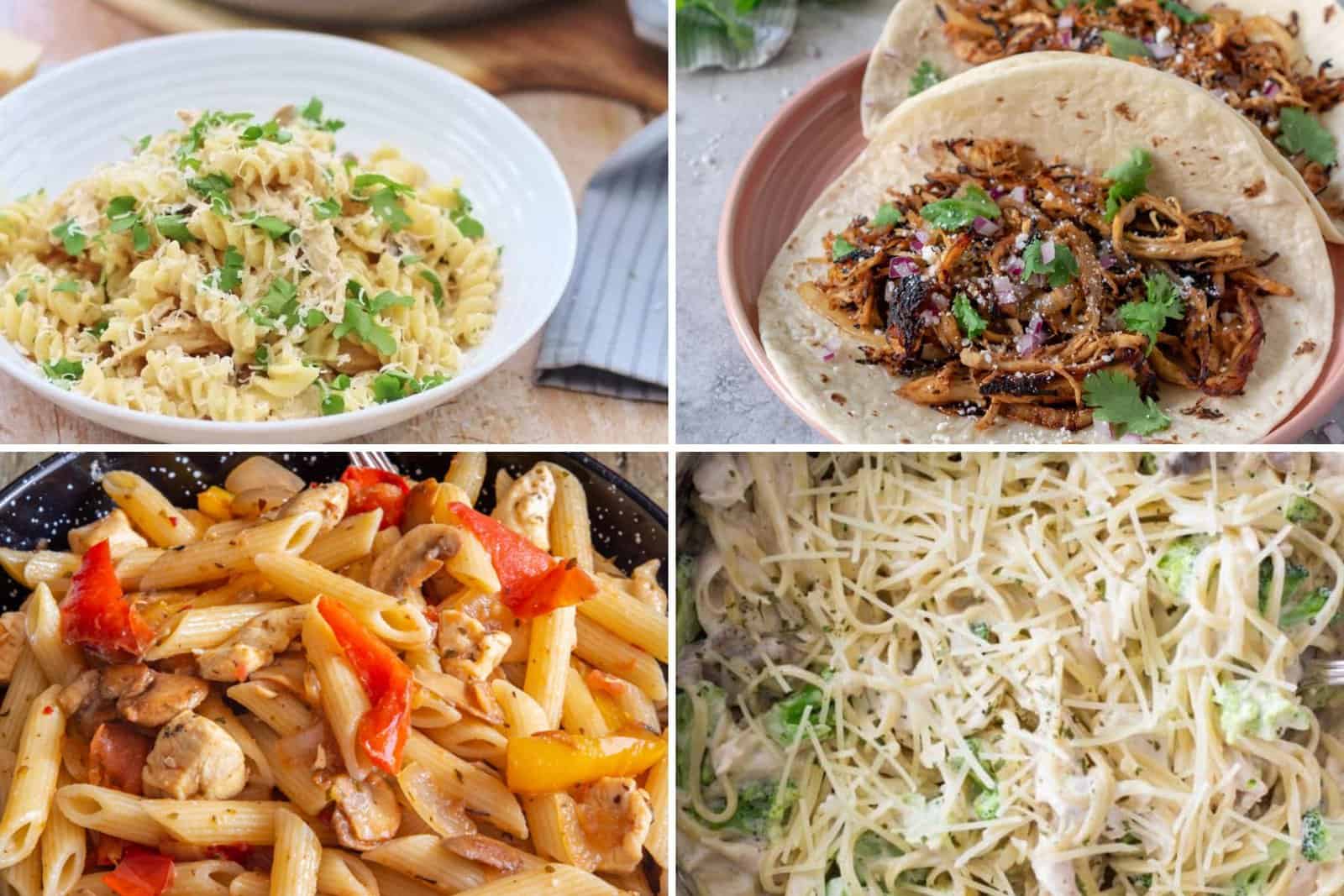 4 image collage of dinner recipes.
