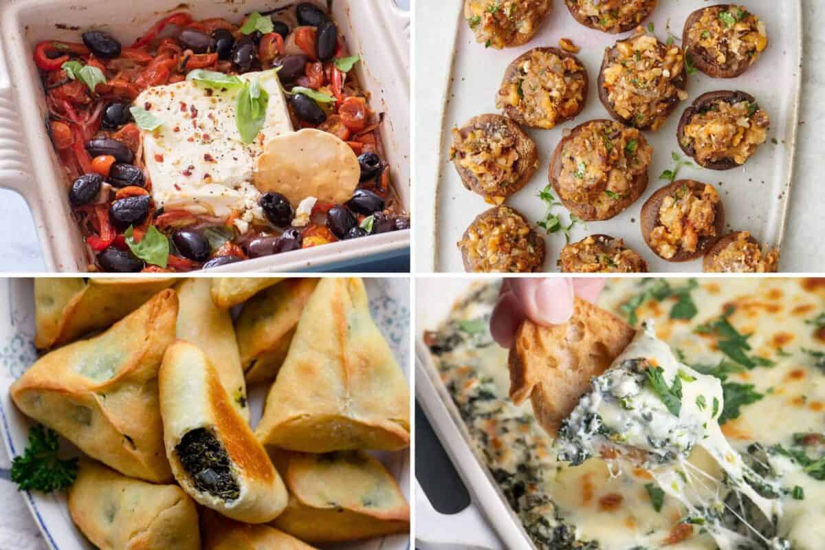 4 image collage of appetizer ideas.