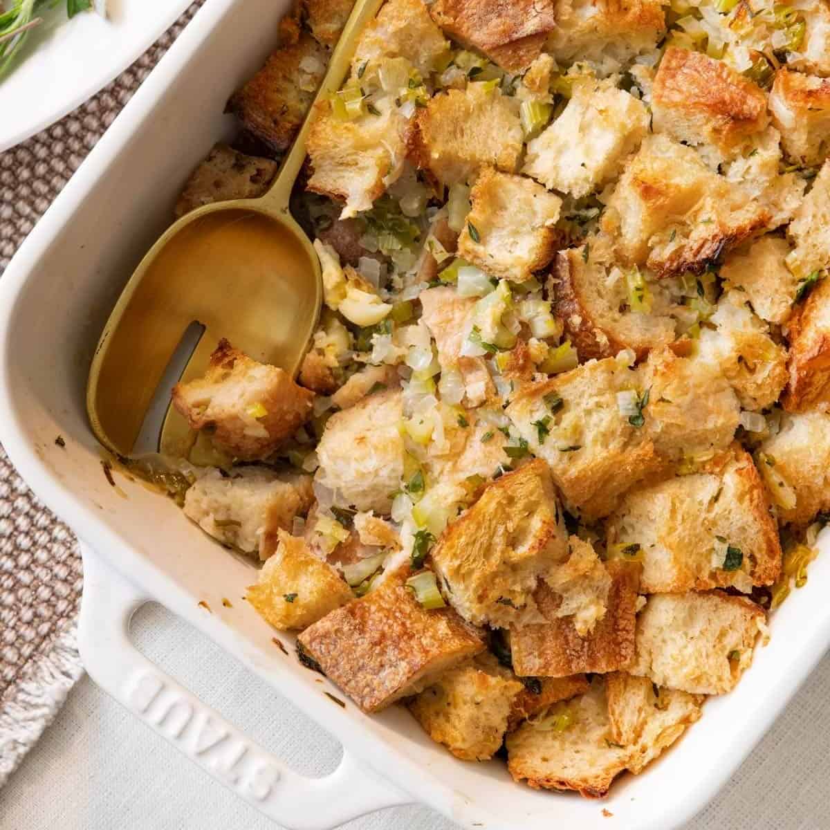Thanksgiving Sourdough Stuffing {Outside of Turkey} - FeelGoodFoodie