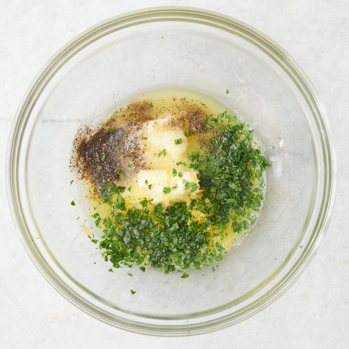 Butter mixture ingredients before mixing.