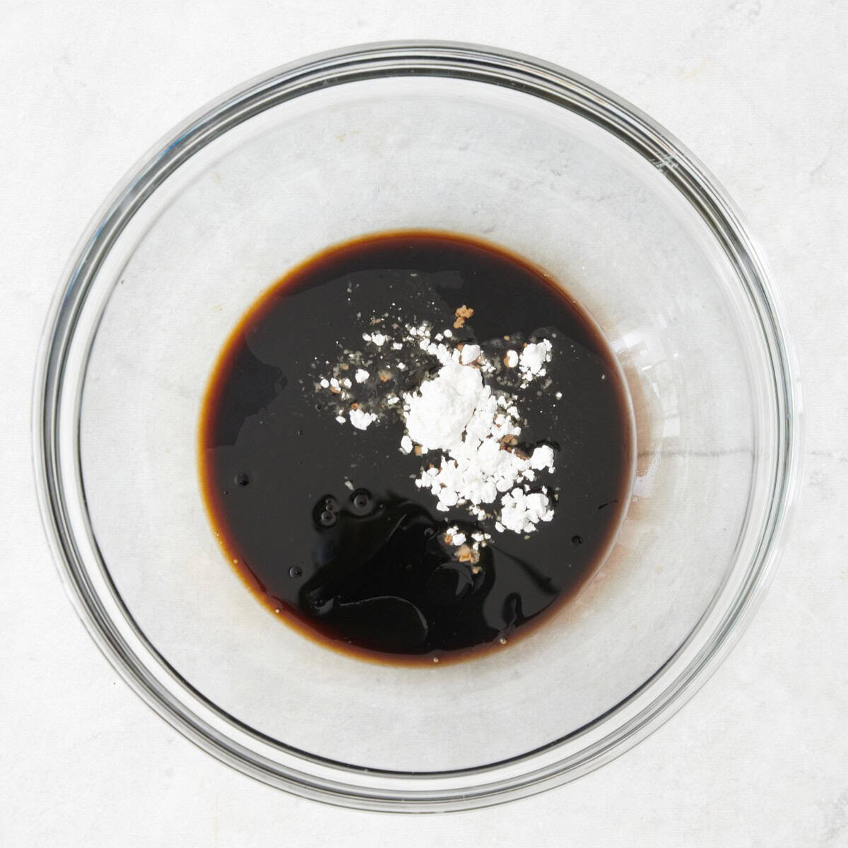 Sauce ingredients in a bowl before mixing.