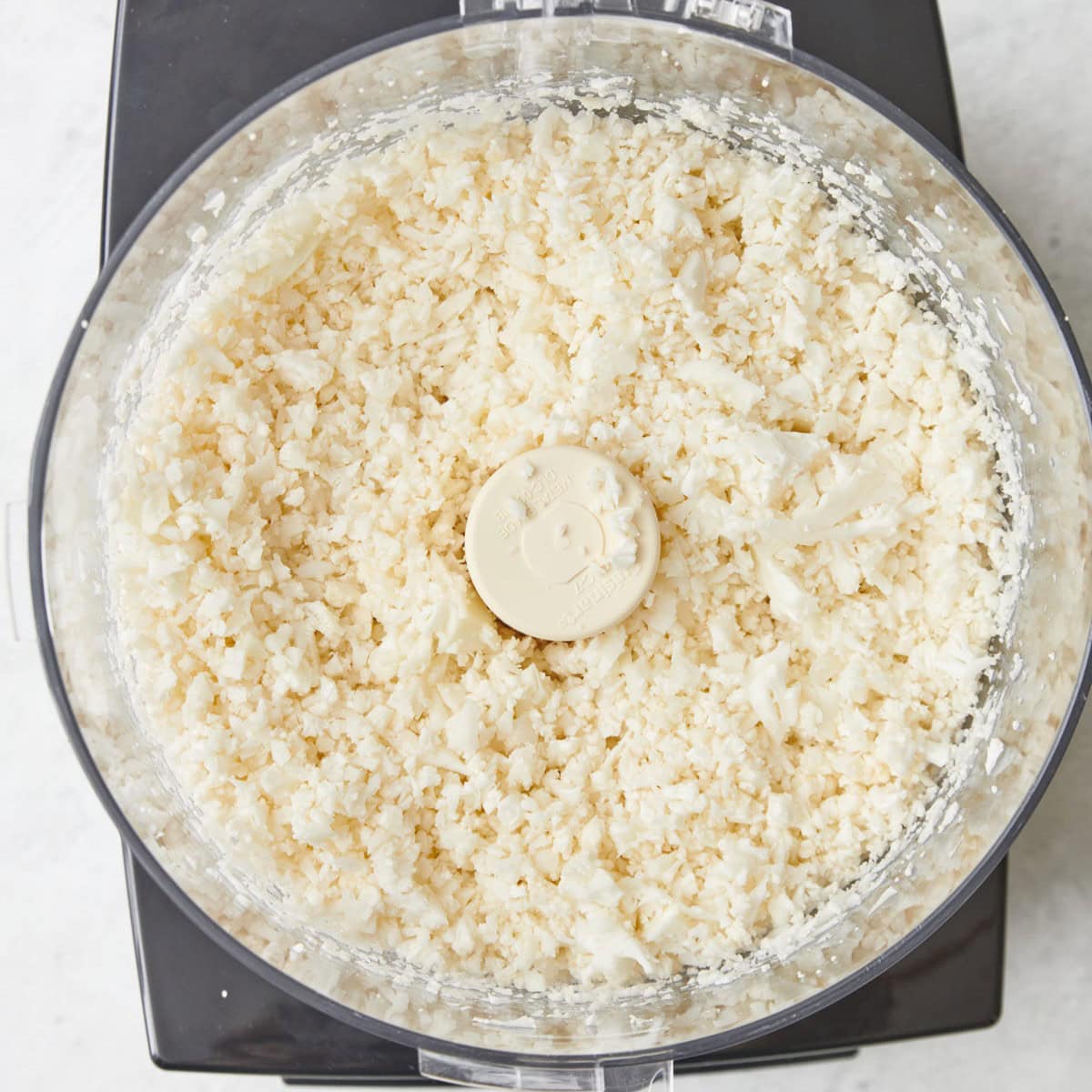 After pulsing into rice sized pieces,