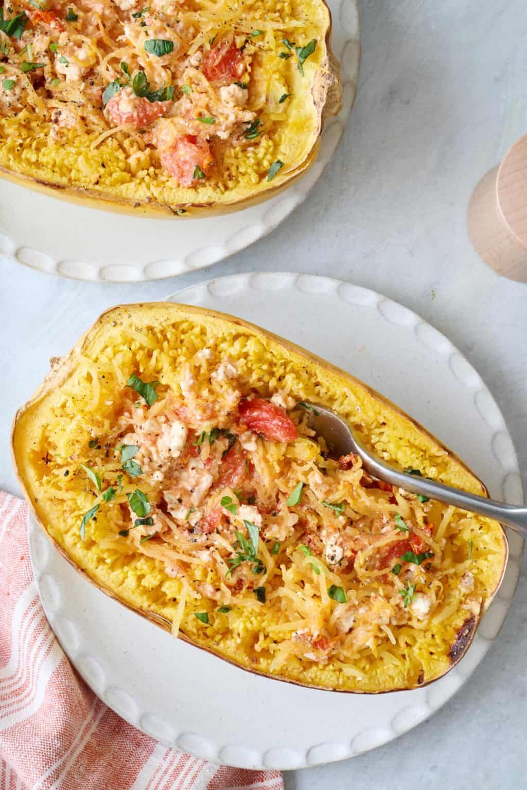 Easy Feta Spaghetti Squash - Feel Good Foodie