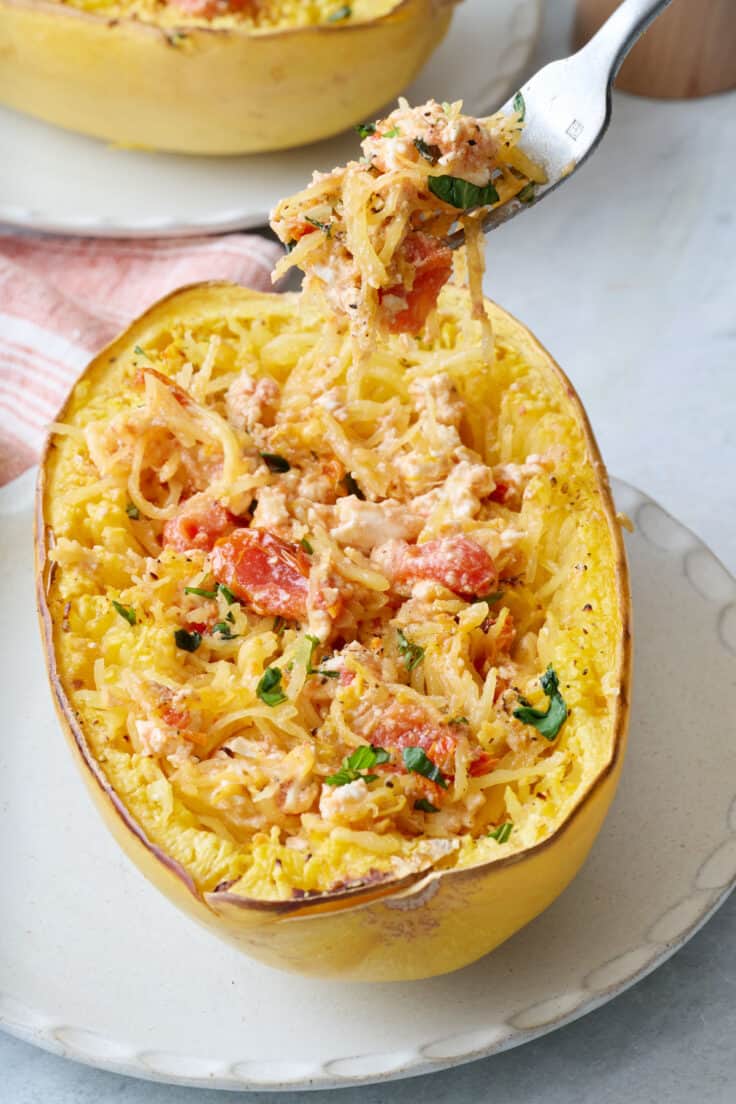 Easy Feta Spaghetti Squash - Feel Good Foodie