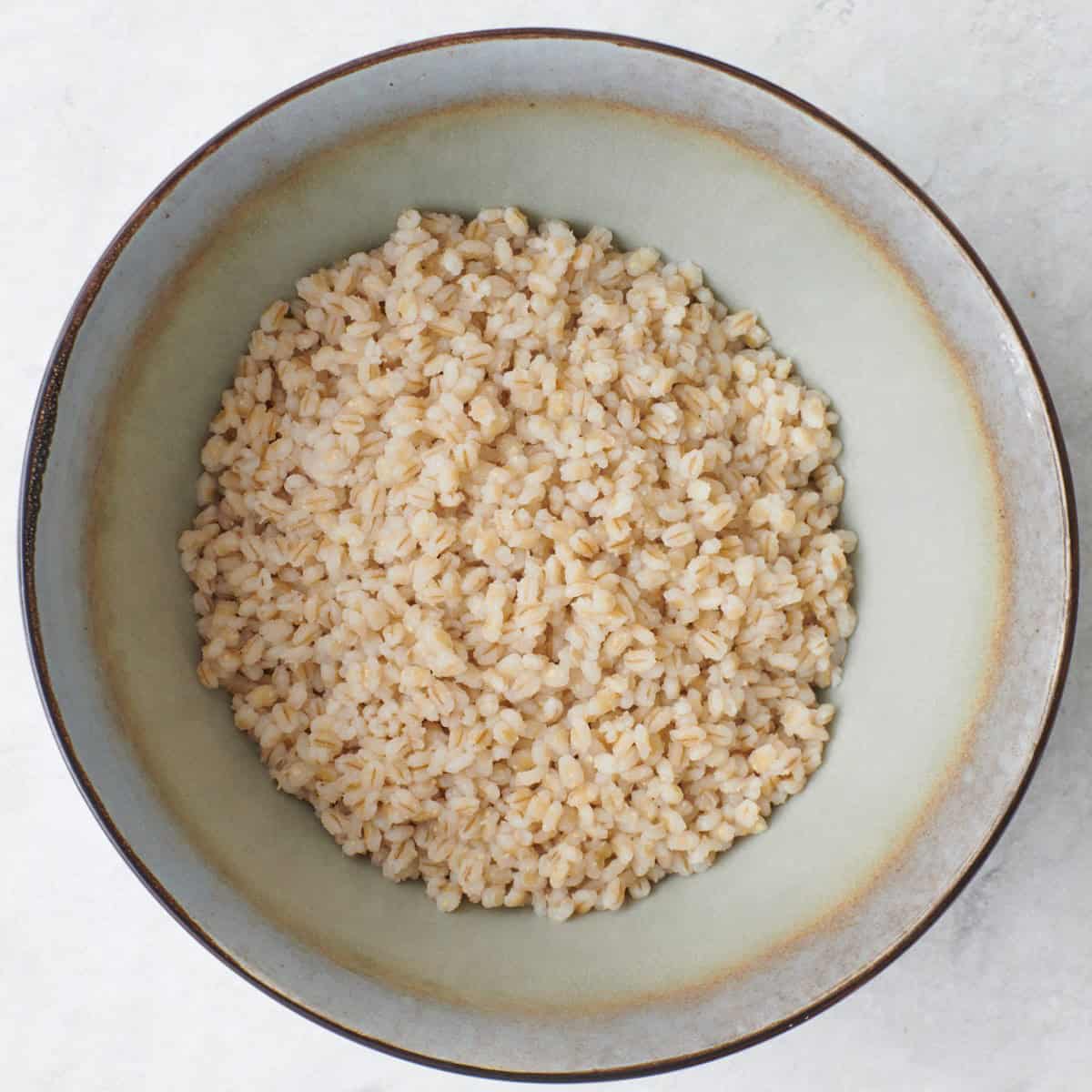 A bowl of cooked barley.