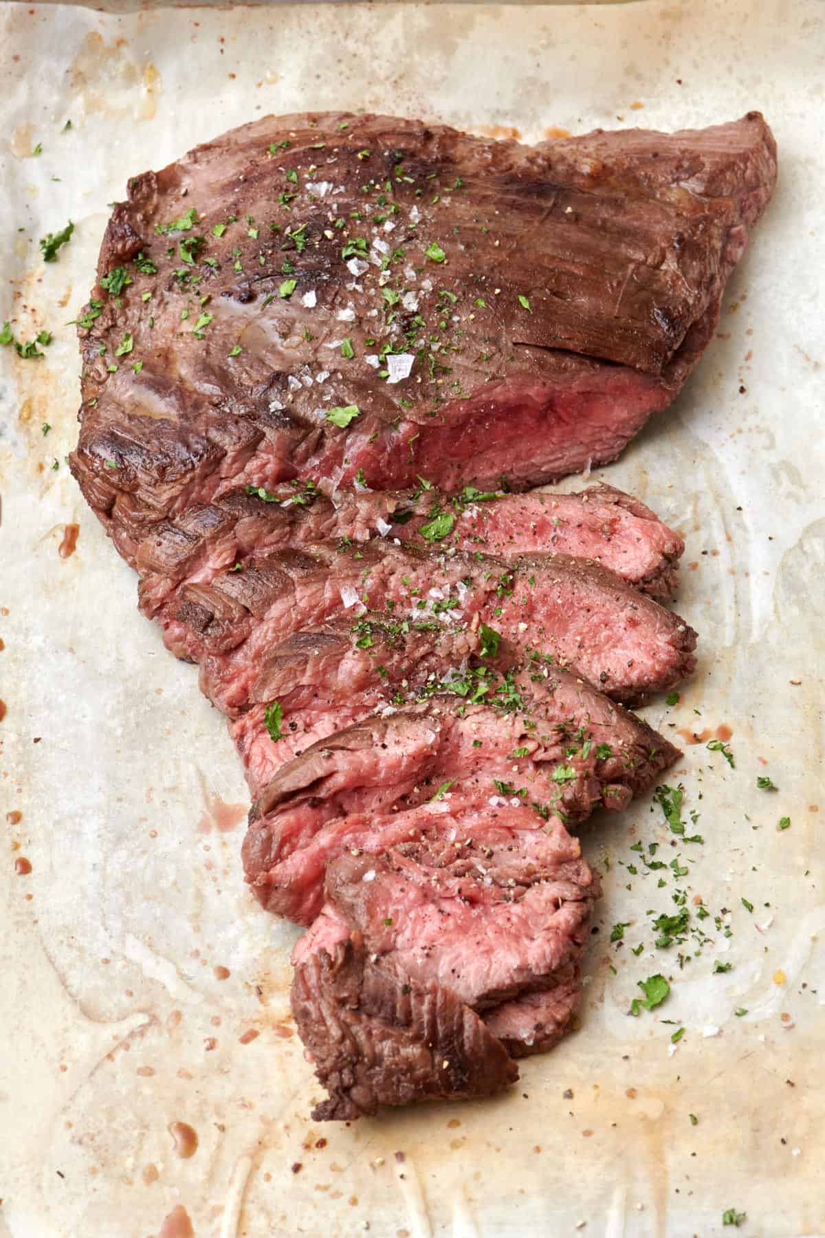 How to cook flank steak in the oven to different temperatures: rare, medium rare, medium, and well done.