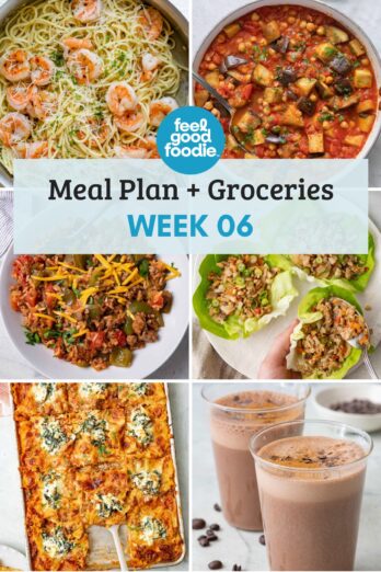 Meal plan 06 featured image of 5 dinner recipes plus 1 breakfast.