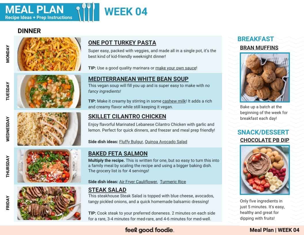 Meal plan preview for week 04.