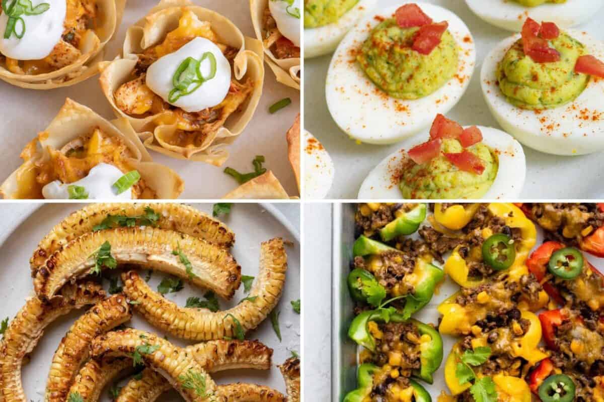 4 image collage of appetizer recipes.