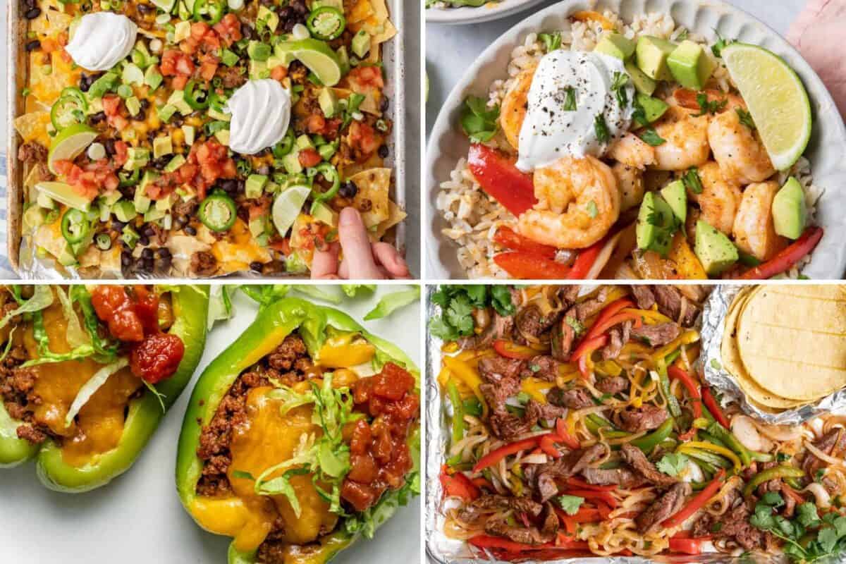 4 image collage of easy Mexican recipes to make.