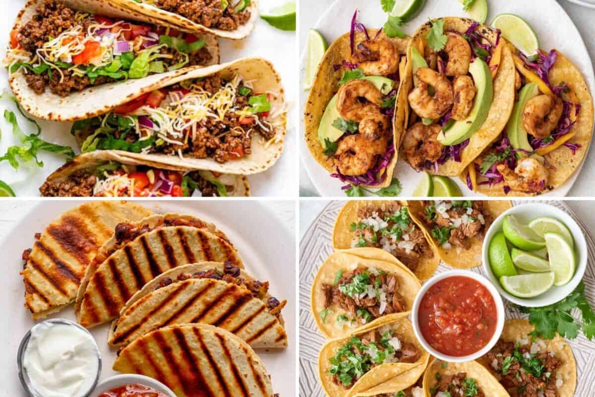 4 image collage of taco recipes.