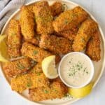 Crispy salmon fish sticks.