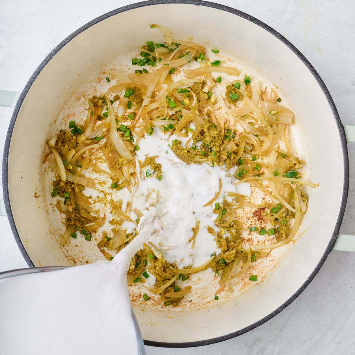 Coconut milk added.