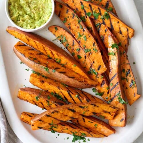 Grilled sweet potatoes thumbnail.