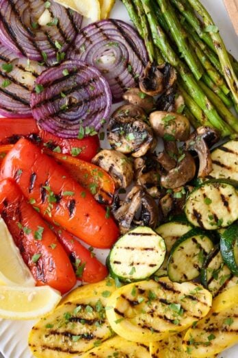 Plate of grilled vegetables thumbnail.