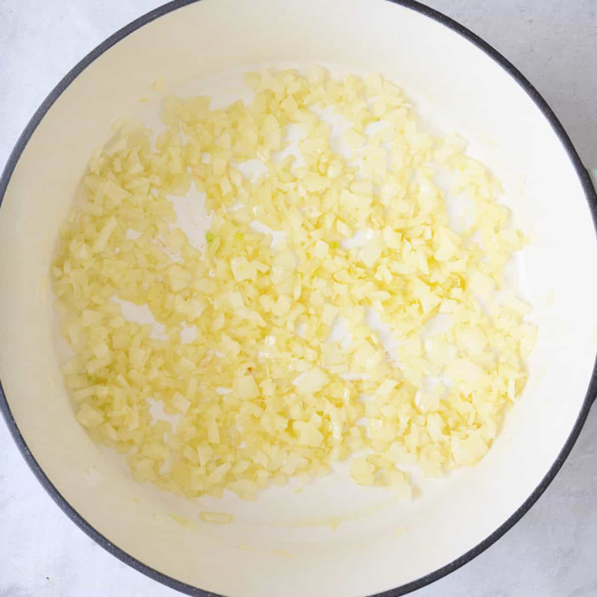 Onions in a pan.
