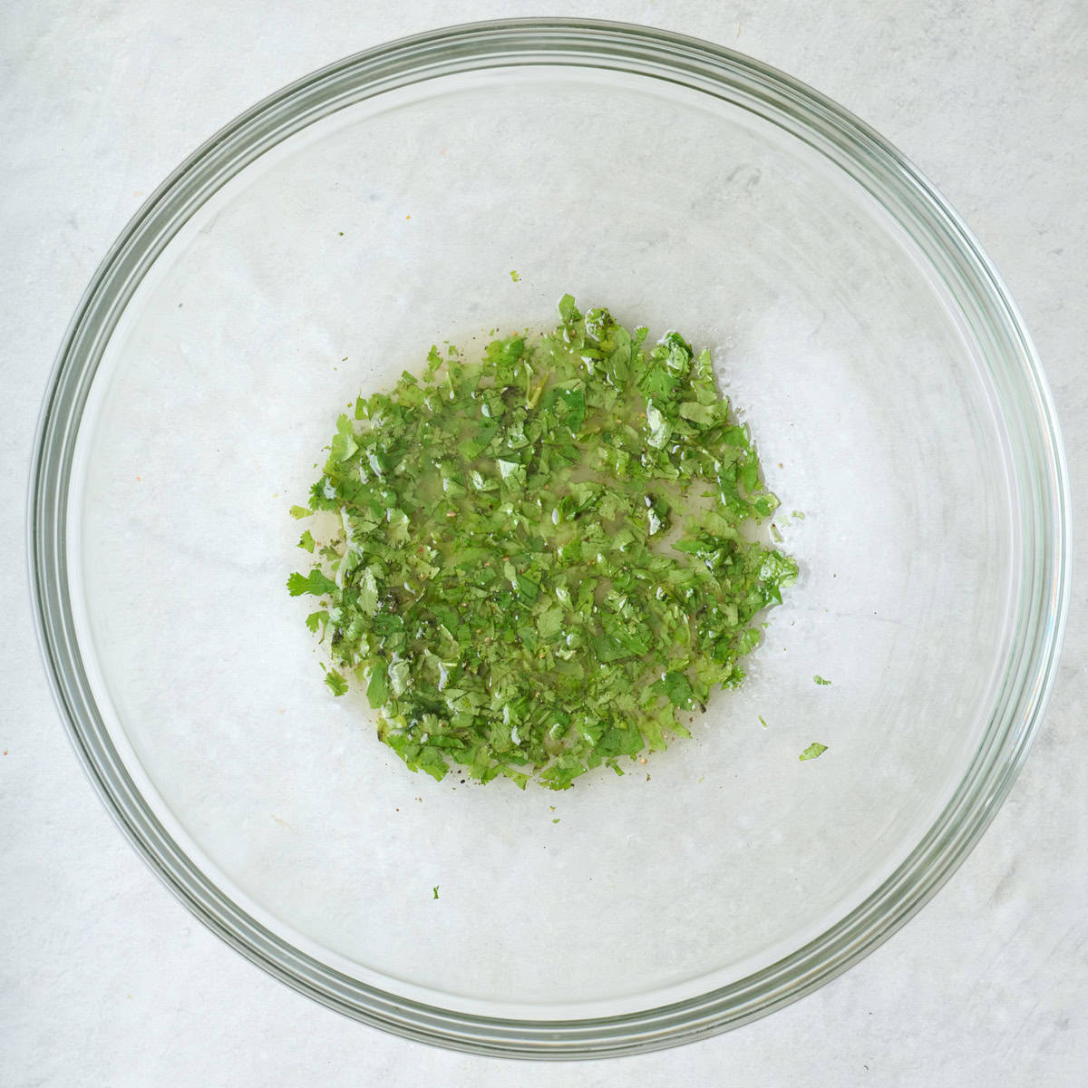 Cilantro-lime dressing in a mixing bowl.